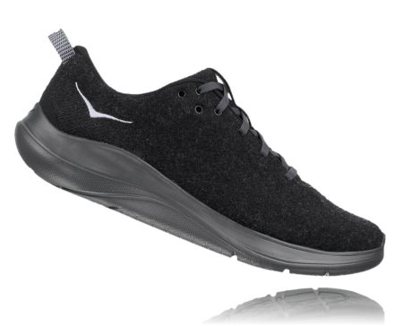 Hoka One One Hupana Flow Wool Moški Road Tekaški Čevlji Črna / Temno Siva SI-684523I